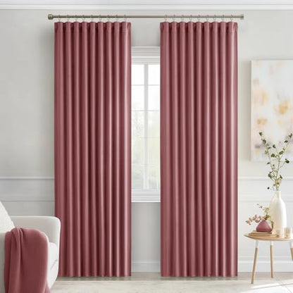 Dusty Rose Back Tab Blackout Curtains 52x84 Inch Length 2 Panels Set (2 Count)