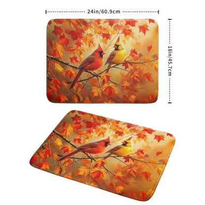 Fall Dish Drying Mat for Kitchen Counter Cardinal Maple Leaves Super Absorbent Reversible Microfiber Kitchen Countertop Protector Dishes Pad Large 18x24 inch