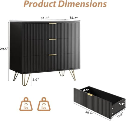 3 Drawer Nightstand Set of 2