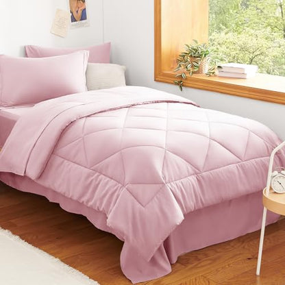 Twin Comforter Set with Sheets Pink