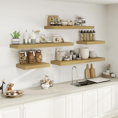 12" Deep Oak Floating Shelves