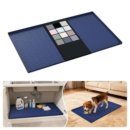 Waterproof Silicone Under Sink Mat 34'' x 22'' Shelf Liner for Kitchen and Bathroom