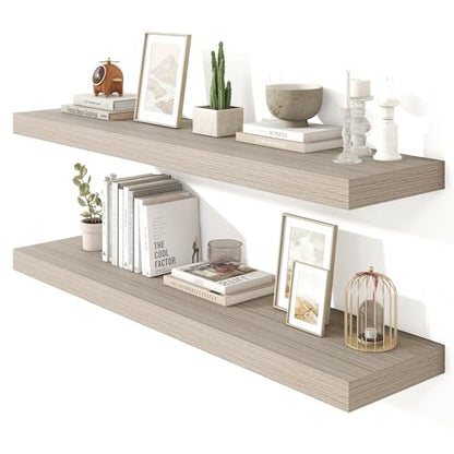 Floating Shelves 47.2" W x 10.3" D Grey Set of 2 (2 Count)