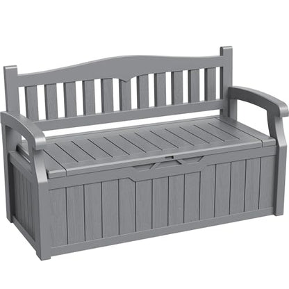 80 Gallon Storage Bench Outdoor Deck Box with Armrest (705.6 Ounce)