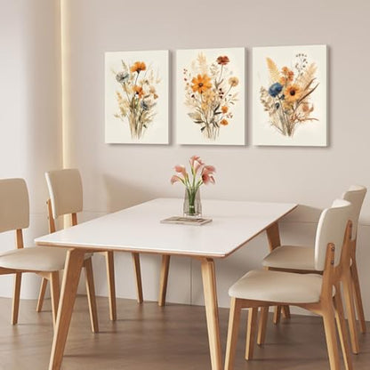 Wrapped Canvas Vintage Orange Wildflower Wall Art Set of 3 (3 Count)