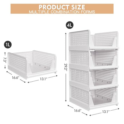 4 Pack Stackable Closet Storage Basket (4 Count)