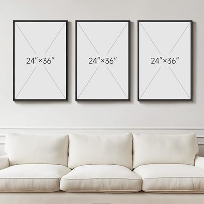 Large Framed Gold Abstract Geometric Wall Art for LIving Room (3 Count)