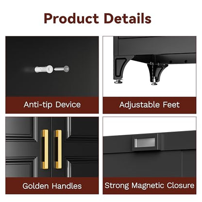 71" Tall Wardrobe Closet with Doors and Adjustable Shelves