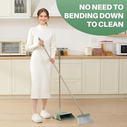 Dark Teal Green Broom and Dustpan Set