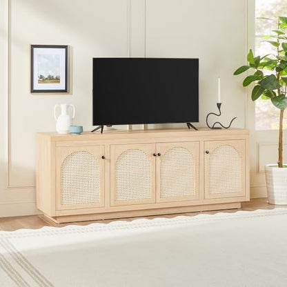 Sasha 4 Door Sideboard Buffet with Arched Rattan Panels
