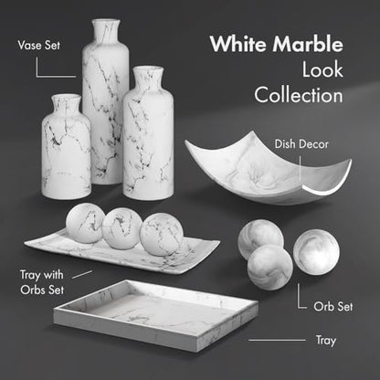 White Marble Look Vases Home Decor (3 Count)