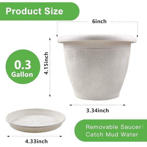 6 Inch Flower Pots Planters for Indoor Outdoor Plants