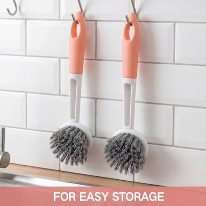 12 Pack Long Handle Dish Scrub Brush Stiff Bristles (12 Count)