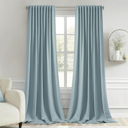 Slate Blue Back Tab Blackout Curtains 52x120 Inch Long 2 Panels Set (2 Count)