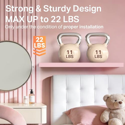 Pink Floating Shelves 15.7in