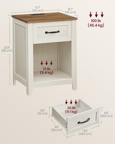 Farmhouse Nightstands with Charging Station (2 Count)