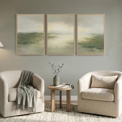 Framed Sage Green Landscape Abstract Wall Art for Bedroom