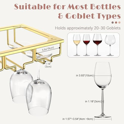 10 Row Wine Glass Rack Under Cabinet Large Capacity