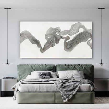 Abstract Wall Art Decor Large Modern Wall Art Decorations Wall Art Pictures for Living Room Abstract Canvas Art Wall Decor Gray White Wall Art Prints Artwork for Walls Bedroom Office Decor 24" X 48"