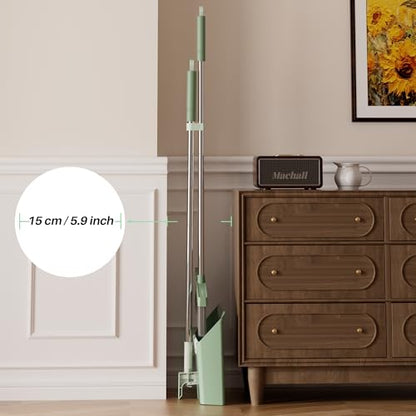 Dark Teal Green Broom and Dustpan Set