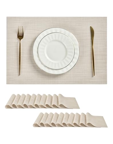 Beige White Placemats Set of 20 (20 Count)