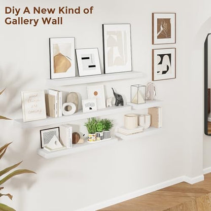 48 Inch Floating Shelves for Wall 8 Inch Deep White Shelves Set of 2 (2 Count)
