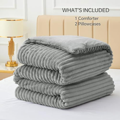 Fleece Oversized Queen Comforter Set (3 Piece Set)