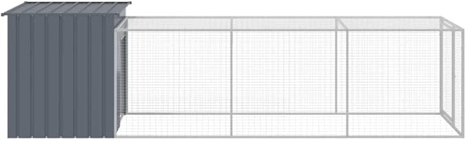 Anthracite Large Chicken Cage Galvanized Steel 159.4 x 43.3 x 43.3 in Outdoor Coop Weatherproof Locking Mesh Ventilation for Garden & Terrace