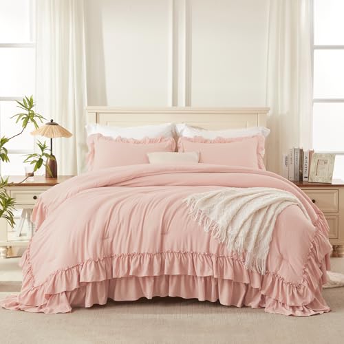 Blush Twin Size Ruffle Comforter Set