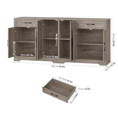 71” Large Sideboard Buffet Cabinet with Storage