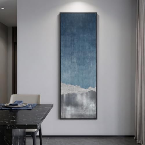Large Framed Blue Gray Landscape Abstract Wall Art
