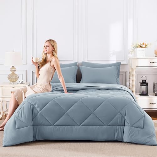 Oversized King Comforter Set Dusty Blue