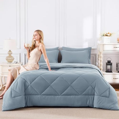 Oversized King Comforter Set Dusty Blue