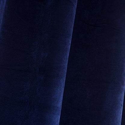 Set of 2 Velvet Flannel Room Darkening Blackout Curtains Panels Drapes Grommet 52 Wide by 108 Long Navy Royal Blue for Living Room (2 Count)