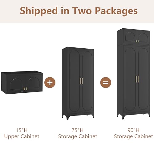 90" Tall Metal Kitchen Pantry Storage Cabinet with Doors and Shelves