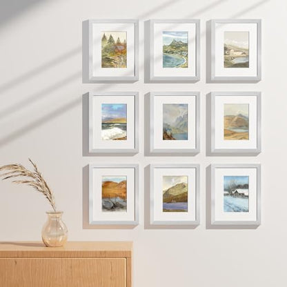 8x10 Picture Frames Set of 9 for Wall or Tabletop Display (9 Count)
