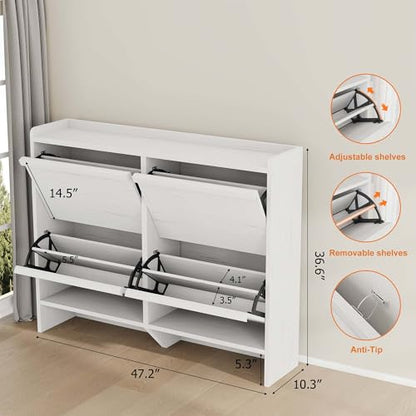 Shoe Cabinet with 4 Flip Drawers