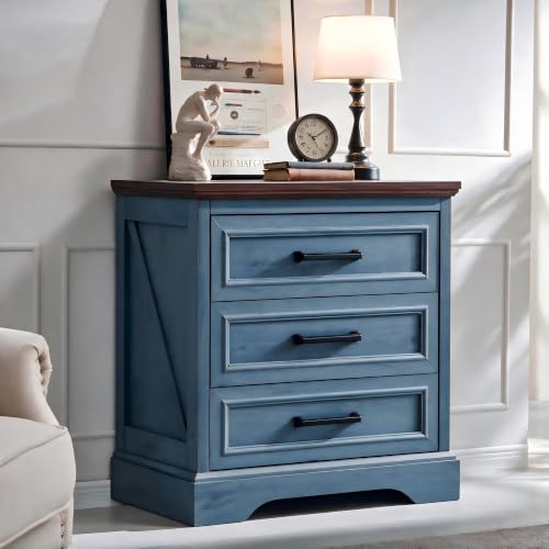 22" Farmhouse 3 Drawer Dresser for Bedroom