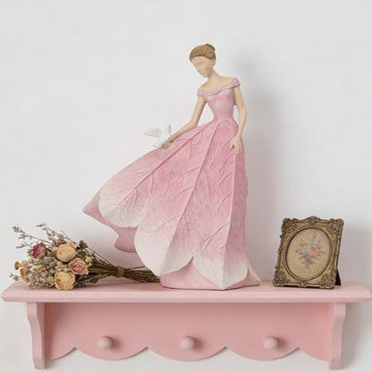 Pink Leaf Angel Girls Fairy Statue