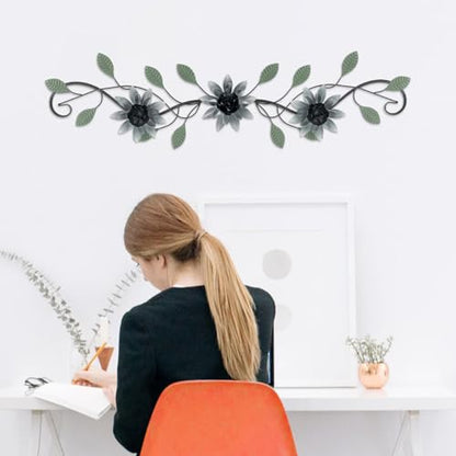 Metal Wall Art Modern Minimalist Metal Flowers Indoor Decor Horizontal Wall Art Iron Artwork