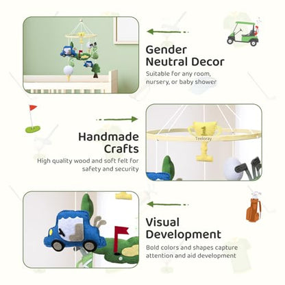Baby Crib Mobile Golf Mobile for Boys Handmade Toddler Room Decor