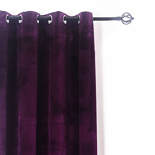 Set of 2 Heavy Velvet Flannel Blackout Window Curtains Drapes with Top Grommet Draperies Eyelet 52 Inches Wide by 120 Inches Long (2 Count)
