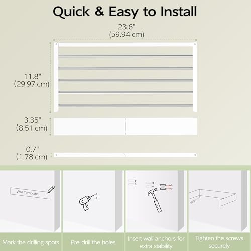 Wall Mounted Clothes Drying Rack 23.6"