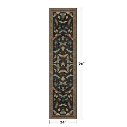 Vintage Insect 2x8 Black Entryway Runner Rug (16 Sq Ft)