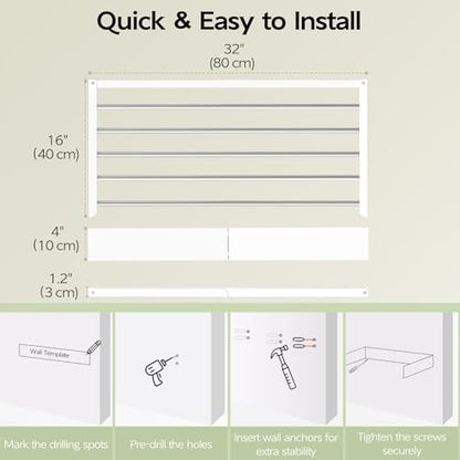 Wall Mounted Clothes Drying Rack 32"