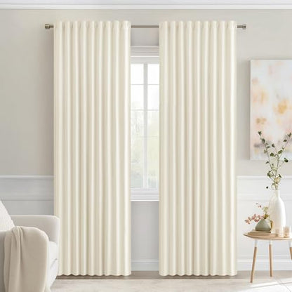 Birch Back Tab Blackout Curtains 52x72 Inches Long 2 Panels Set