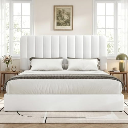 Queen Size Upholstered Bed Frame with 4 Drawers and Headboard