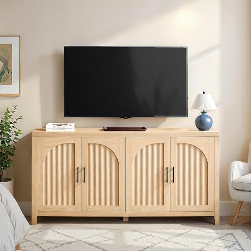 Sasha 4 Door Reeded Sideboard Buffet with Cord Management