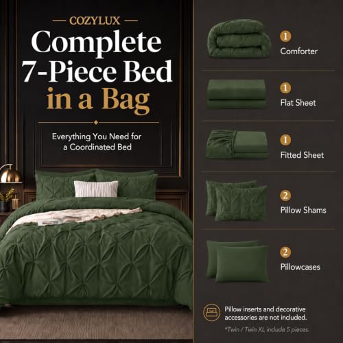 Queen Comforter Set Olive Green (7 Count)