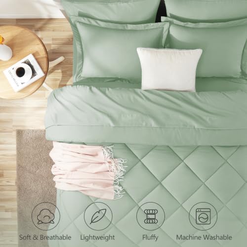 Queen Comforter Set with Sheets Sage Green